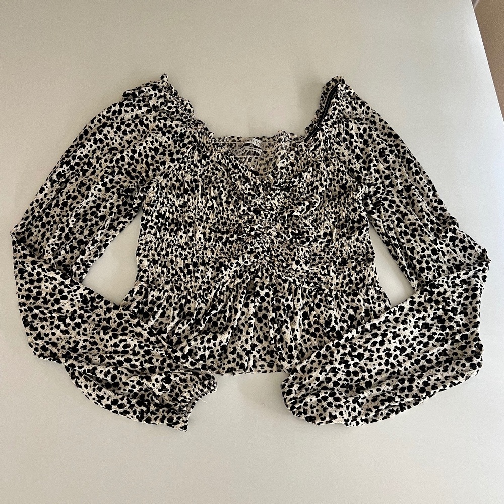 Urban Outfitters Leopard Print Ruched Blouse